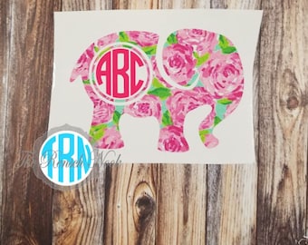 Lily Inspired Elephant Monogram Decal, Car Decal Yeti Decal, Laptop Decal, Phone Decal, Mothers Day Gift Birthday Gift back to school