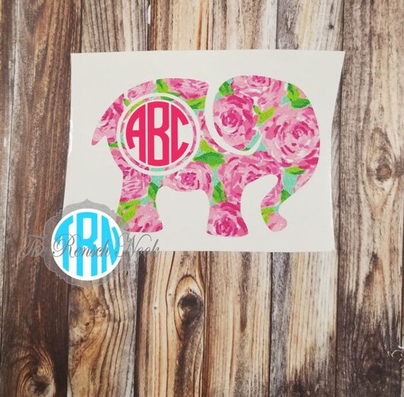 Lily Inspired Elephant Monogram Decal Car Decal Yeti Decal