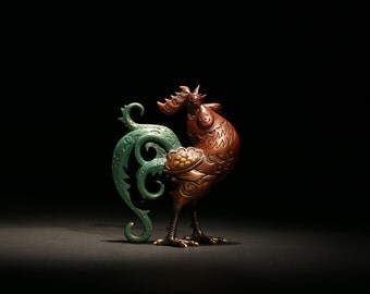 Bronze Rooster Sculpture, Rooster Figurine