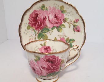 Royal Albert "American Beauty" Teacup and Saucer// Pink Rose Teacup