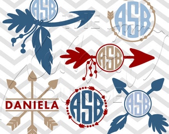 Arrow Monogram svg, Tribal arrow svg, arrow svg, tribal arrows svg, cut file, digital cutting file, hand drawn svg, commercial use OK,