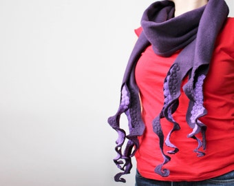 Purple Octopus Tentacle Polar Fleece Scarf