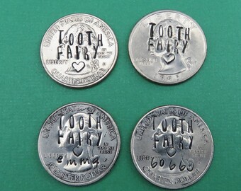 Tooth Fairy | hand stamped | quarter | tooth lost gift | lost tooth | tooth fairy coin | 1st tooth | unique gift