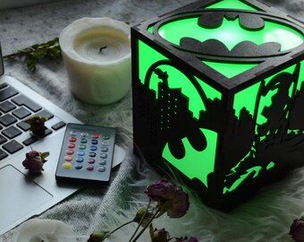 Batman armor, Batman lamps, Batman arkham knight, Batman begins, Dark Knight, Batman invitation, Batman boys room, Floor lamp, Batman light