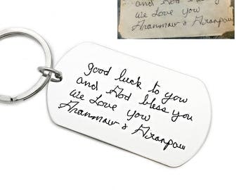 Handwriting Keychain - Handwritten Note Keepsake - Actual Handwriting - Handwritten Keepsake Gift - Gift Him - Personalized Keychain - 1293