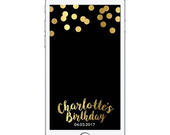 Snapchat Geofilter, Birthday Snapchat Geofilter, Gold, Birthday, Sparkles, Confetti