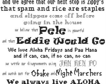 We Do Hawaii - cross stitch pattern