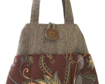 unique handbag, tote bag, hobo purse, shoulder tote, hobo handbag, shoulder bag, tapestry fabric hobo bag, 7 pocket bag ,ready to ship