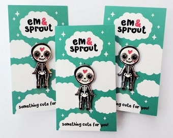 Day of the Dead Kewpie Enamel Pin