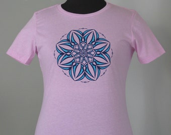 Glow in the dark flower of love, women's fitted t-shirt, sacred geometry clothing, yoga wear