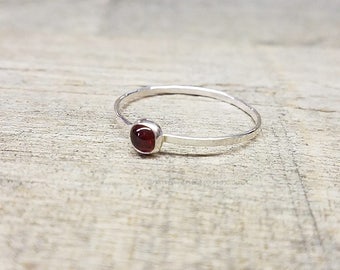 Garnet Ring Sterling Silver Stacking Ring Mothers Ring