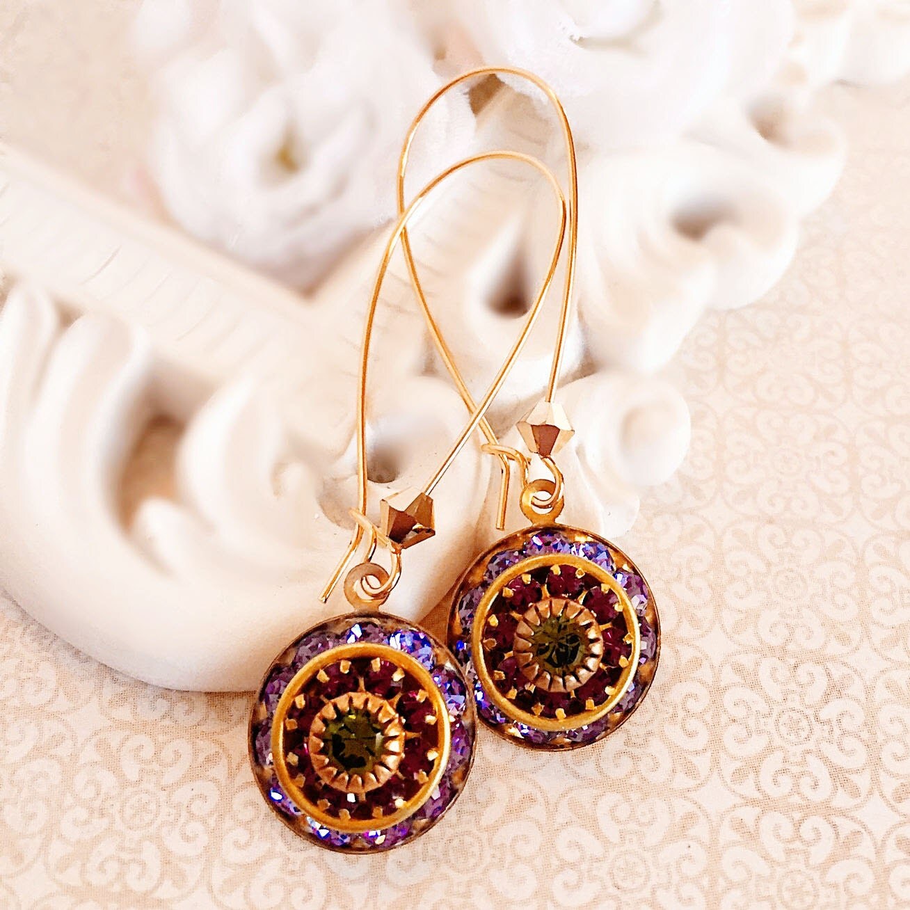 Art Deco Earrings - Purple - Bridesmaid Gifts - Spring Jewelry - AURORA Vineyard