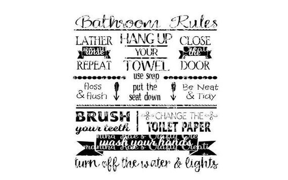 Download SVG PNG DFX Bathroom Rules Digital Files Cricut