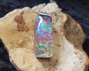 Small Dichroic Glass Pendant - Dichroic Fused Glass Pendant - Fused Glass Jewelry - Dichroic Necklace - Fused Glass UK - Glass Pendant -