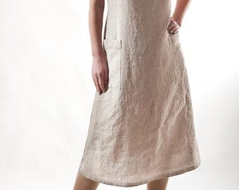 Linen Dress, Womens Loose Linen Dress, Womens Linen Clothing, Natural color.