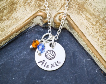 FREE SHIP • Volleyball Gift Custom Volleyball Necklace • Girls Volleyball Team Gift Sports Womens Volleyball Coach •Gift Necklace Water Polo