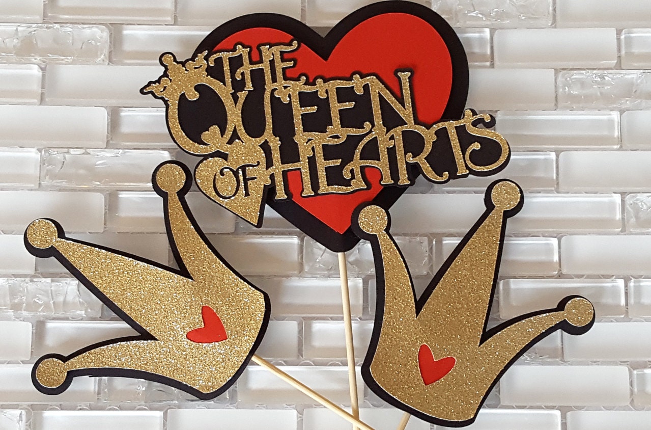 Queen of Hearts Centerpiece Set or Table Decor in Red Black