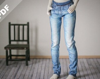 PDF Pattern: "Stretch Jeans" for 1/4 MSD, Forever Virginia Kid Briar and Fashion BJDs & Ellowyne Wilde
