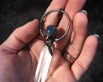 Black Opal Necklace | Lemurian Seed Necklace | Electroformed Jewelry | Witchy Jewelry | Protection Amulet | Magick Crystal Introspection