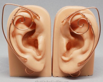 Copper Elf Ear Cuffs, Elf Ear Wrap - PAIR - Fantasy and Cosplay Accessories
