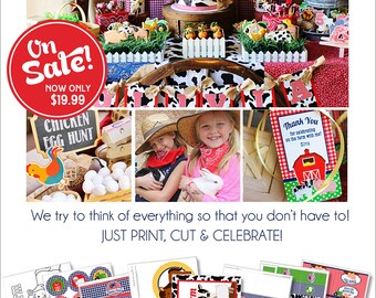 Farm Birthday Party | Farm Party Decorations | Farm Party Printable | Barnyard Birthday | 1st Birthday | Tractor | Amanda's Parties To Go