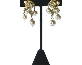 Vintage 1950's Miriam Haskell Pearl Drop Earrings
