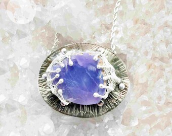 Beautiful Holley Blue Agate Pendant Necklace - Handmade in the USA