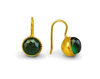 green tourmaline earrings, Swarovski Green Tourmaline Earrings, Gold Earrings, Green Gemstone Earrings, Dangle Earrings, October Birthday