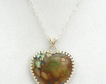 Turquoise Heart Necklace set in Sterling Silver