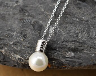 Light bulb Necklace, Light bulb Pendant Jewelry, 925 Sterling Silver, Crystal Necklace Pendant, Bridesmaid Gift, Bridesmaid Necklace