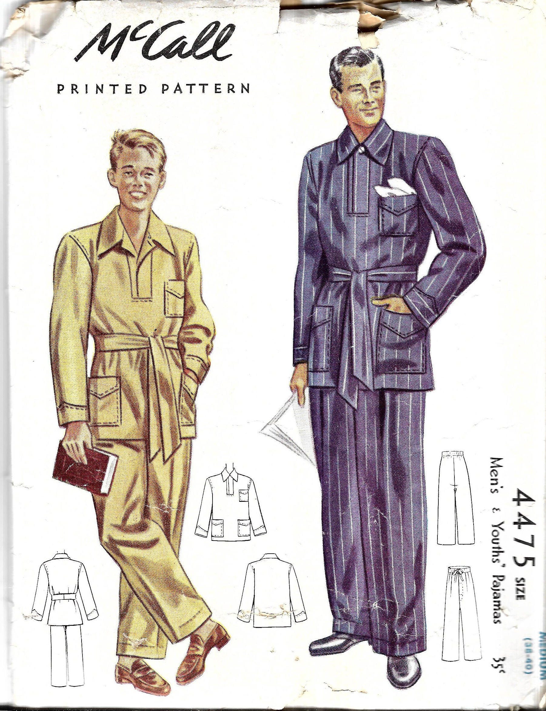 1940s Mens Pajamas Pattern Old Fashioned Mens Pajamas