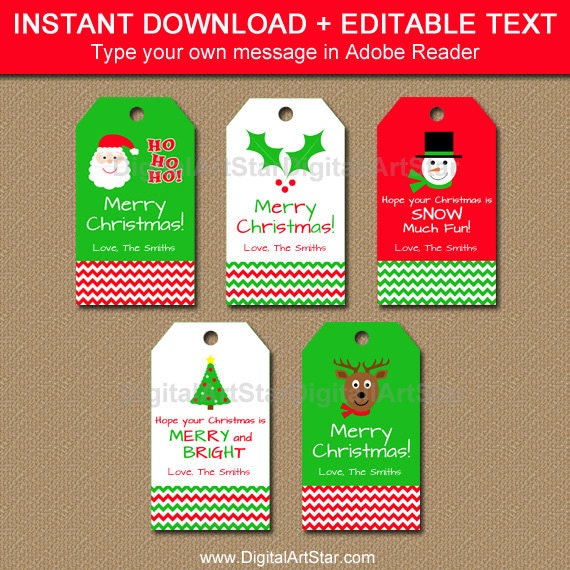 Printable Christmas Gift Tags Editable Christmas Party Favor