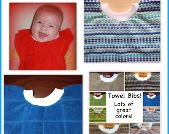 1 Towel Bib - BULK DISCOUNT - girl boy - kitchen towel bib - dish towel baby bib dish towel bib, wholesale discount blue bib stripe bib