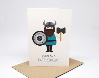 Viking birthday card | Etsy