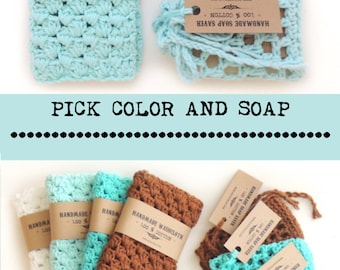 Soap Gift SET, Gift for Women, Gift for Wife, Gift For Girlfriend, Gift For mom, soap set, washcloth, Natural soap, vegan soap,