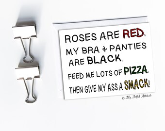 Valentine's Day Card, Naughty Birthday Card Boyfriend, Dirty Valentines, Roses Are Red, Inappropriate Girlfriend