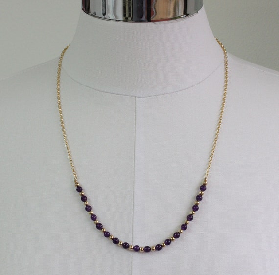 Amethyst Necklace Gold Filled and Amethyst Bead Necklace