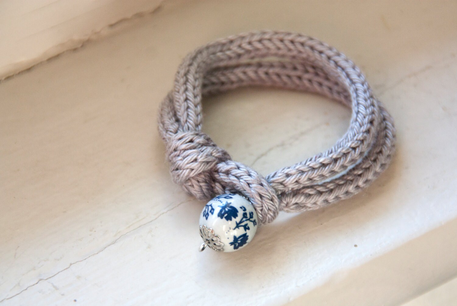 French knitted cotton bracelet with japan by LaMauvaiseGraine
