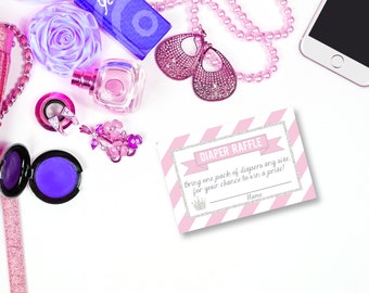 Princess Diaper Raffle, printable Diaper Raffle Ticket, Princess Baby Shower, Diaper Raffle Ticket, diaper raffle card, diaper raffle insert