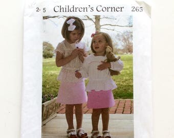 Children's Corner Pattern 265, Ainsley, Girls' Skirt, Over-Blouse Pattern, Size 2, 3, 4, 5, Uncut Pattern