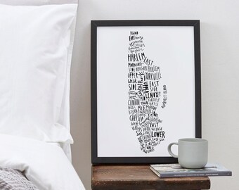 A3 New York print - Map of New York - map print