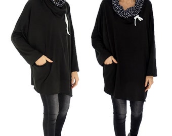 HR800SW2 tunic layered look shirt asymmetrical Gr. 40-52 black