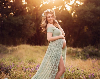 Genell Gown • Sweetheart Maternity Gown • Vintage Lace Maternity Dress • Photo Shoot Gown • Maternity Photos • by Sew Trendy