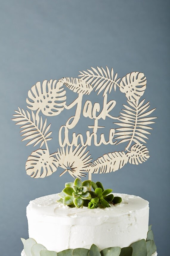 Custom Tropical Wedding Cake Topper Monstera Custom Tropical Wedding Cake Topper Monstera
