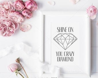 Shine On You Crazy Diamond – Pink Floyd Lyrics Wall Quote Vinyl Sticker, UK Made