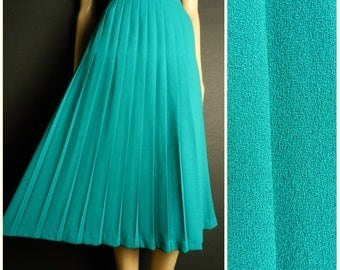 Reserved 80s WOOL green turquoise accordion pleated midi skirt u.k. 8 - 10 s / m