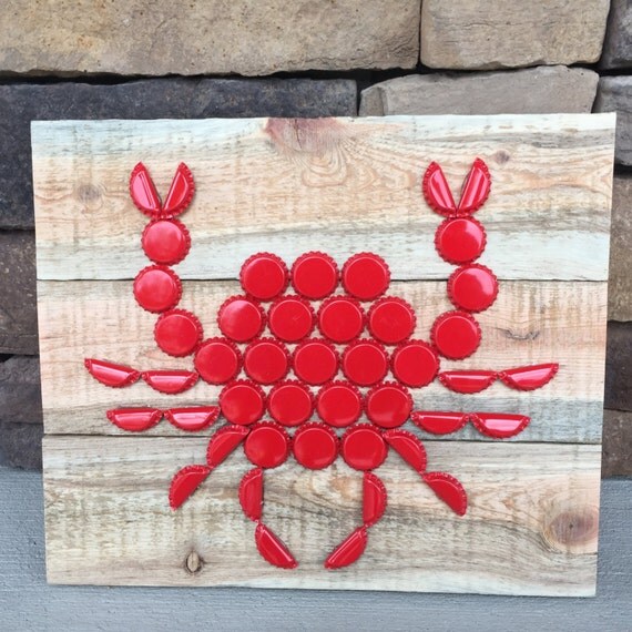 Red Crab Bottle Cap Art
