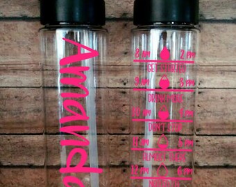 Name Water Bottle With Time Reminders 24oz (Choose your color!)