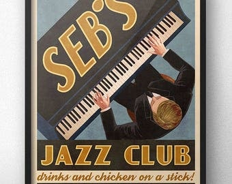 Seb's Jazz Club Retro Vintage Ad Poster - Inspired by La La Land
