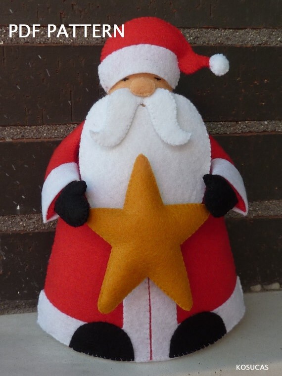 PDF pattern to make a felt Santa Claus.